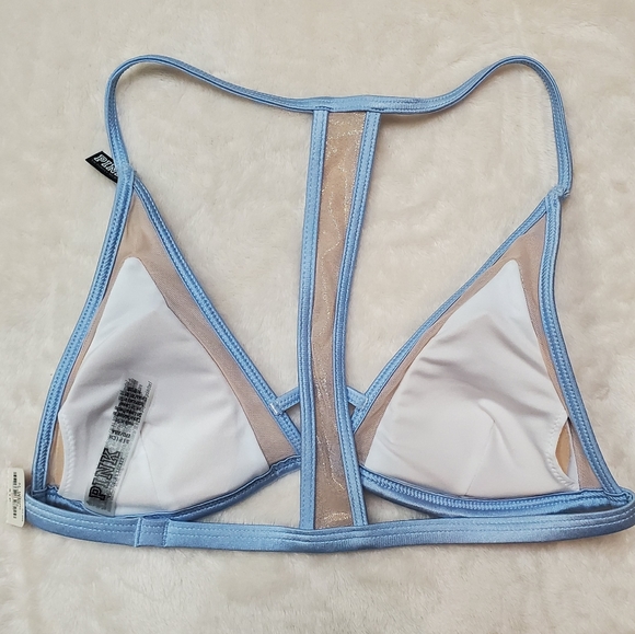 NEW | Victoria Secret PINK Blue Triangle Swim Top - Picture 2 of 5
